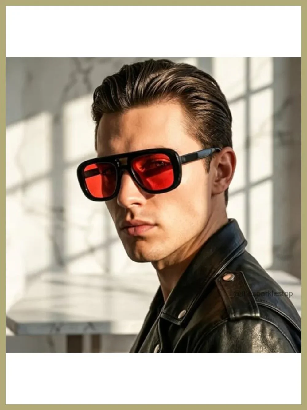 Oversized Square Aviator Sunglasses Retro Thick Frame UV400 Protection